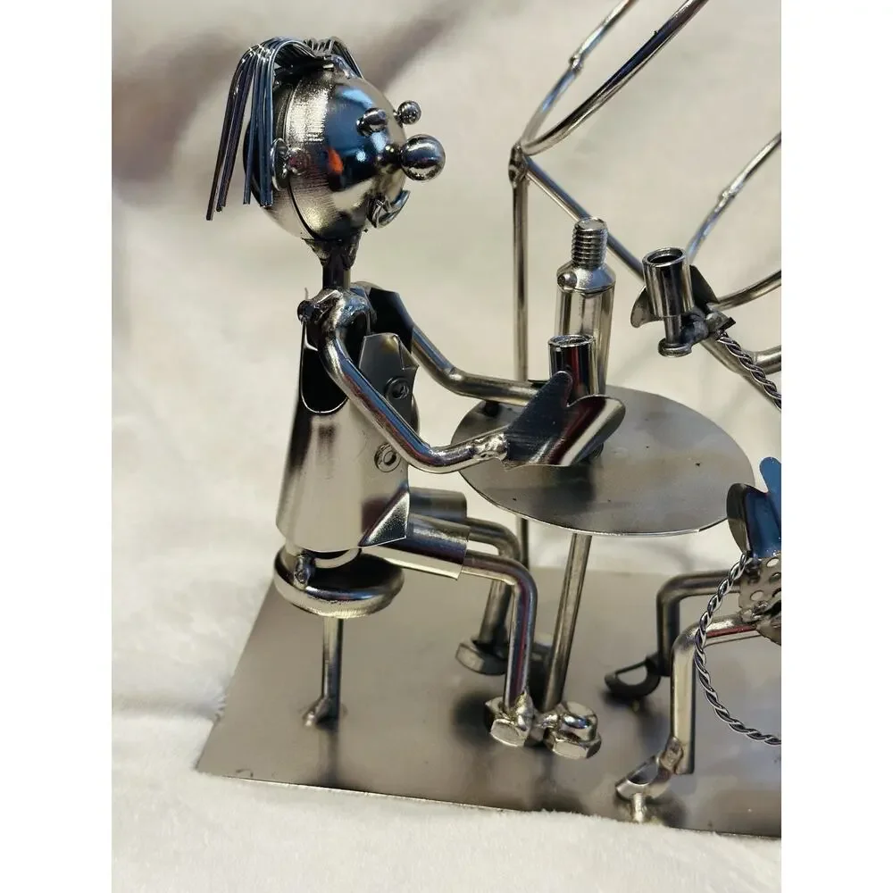 BRUBAKER Silver Metal Sculpture Wine Bottle Holder Couple Anniversary Gift idea